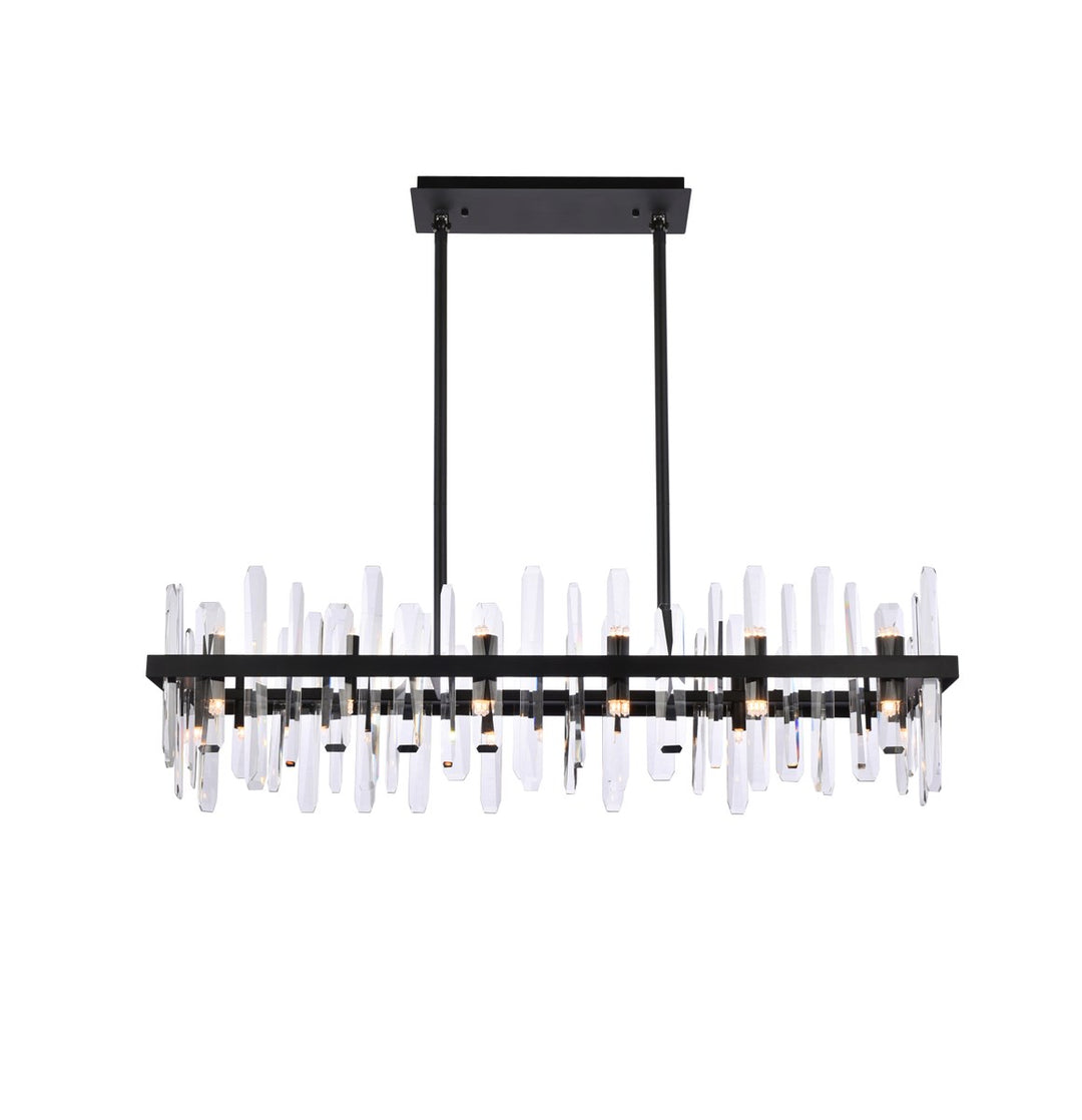 42 Inch Crystal Rectangle Chandelier In Black by Elegant Lighting