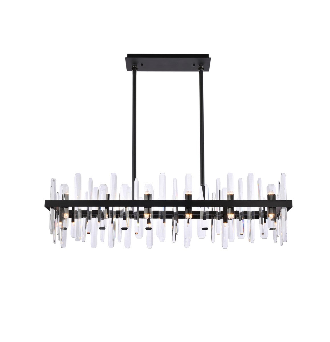 42 Inch Crystal Rectangle Chandelier In Black by Elegant Lighting