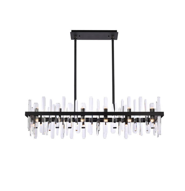 42 Inch Crystal Rectangle Chandelier In Black by Elegant Lighting
