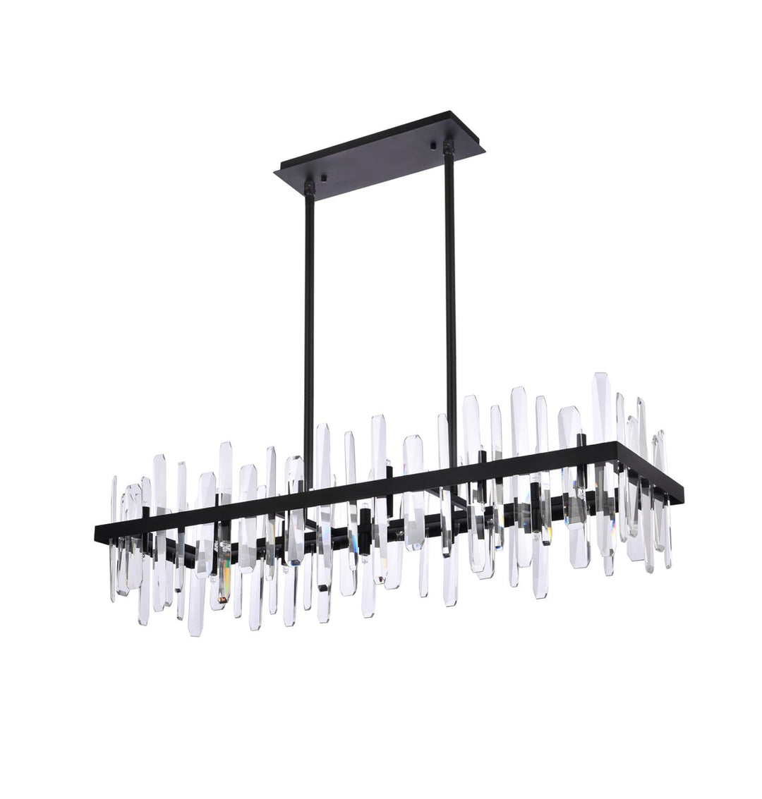 42 Inch Crystal Rectangle Chandelier In Black