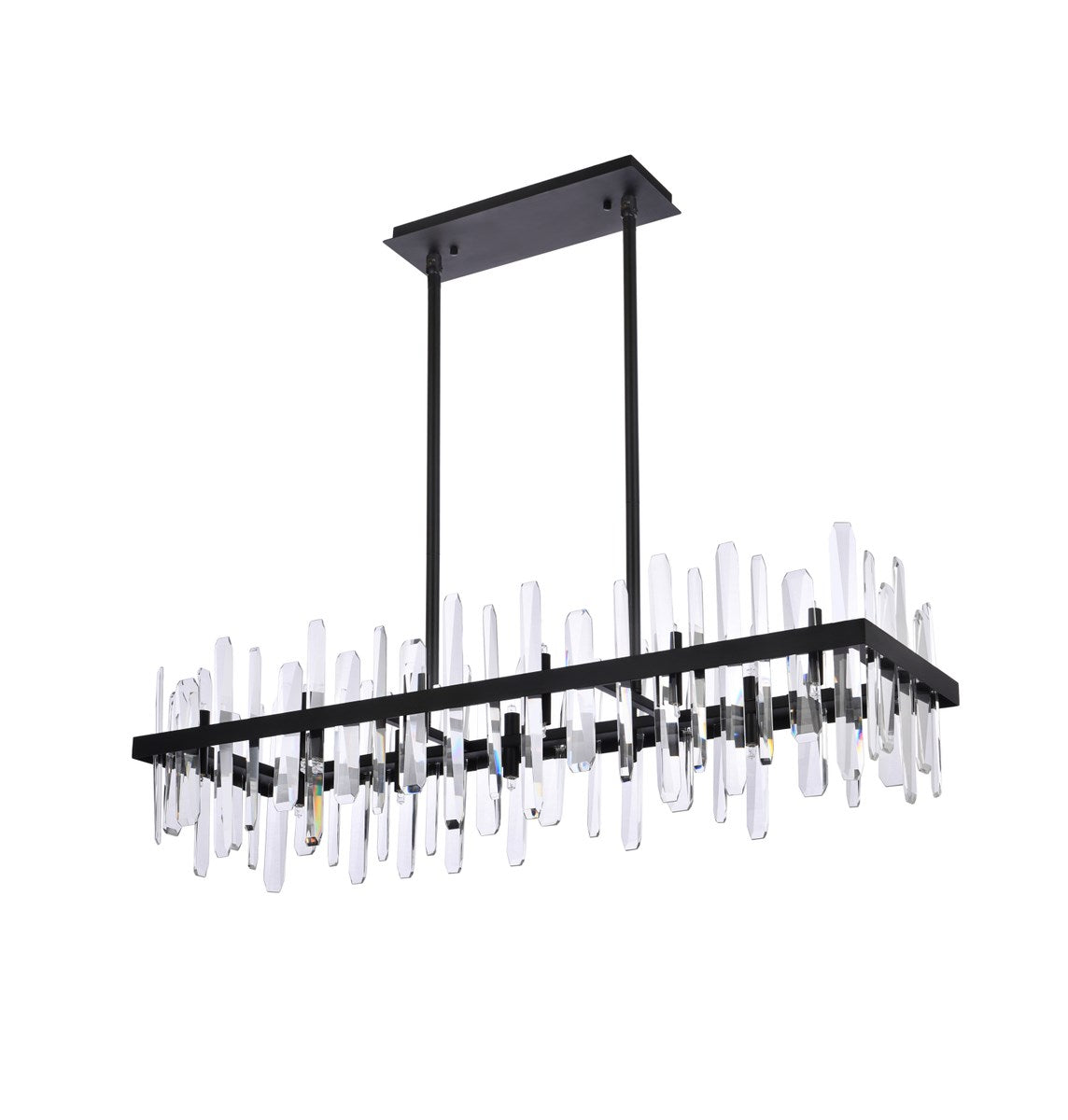 42 Inch Crystal Rectangle Chandelier In Black