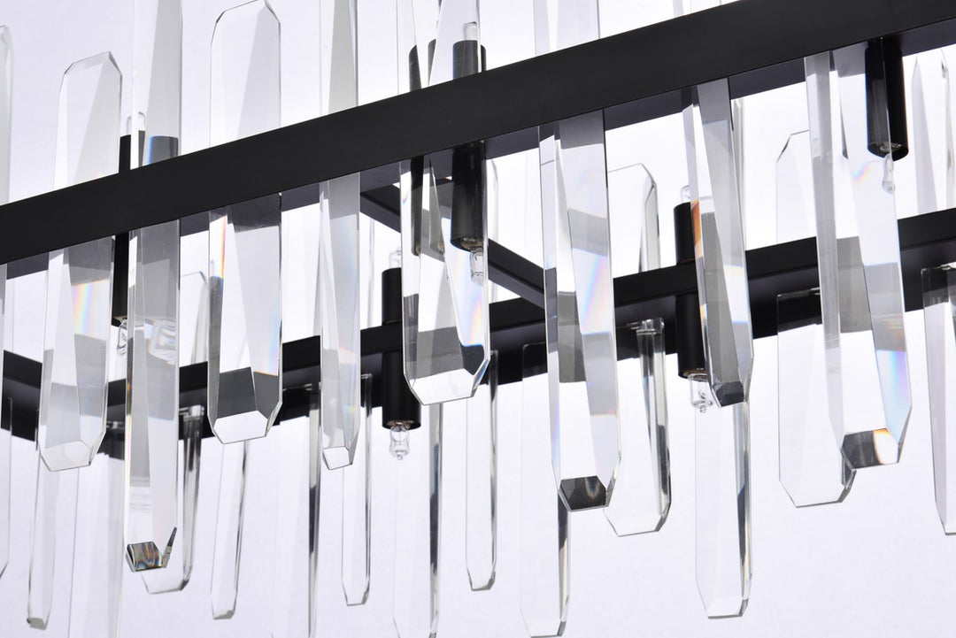 42 Inch Crystal Rectangle Chandelier In Black