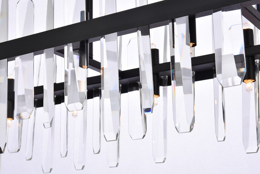 42 Inch Crystal Rectangle Chandelier In Black