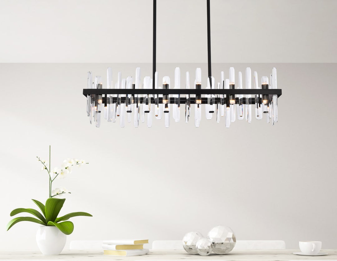 42 Inch Crystal Rectangle Chandelier In Black