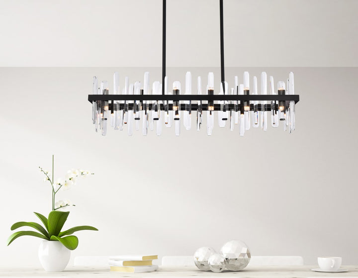42 Inch Crystal Rectangle Chandelier In Black