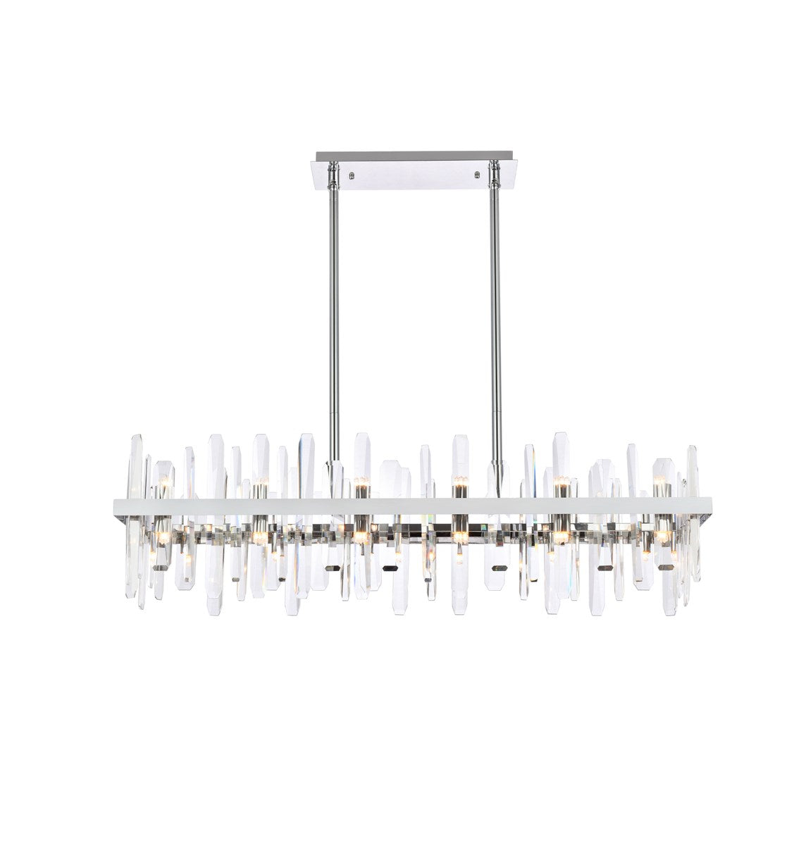 42 Inch Crystal Rectangle Chandelier In Chrome by Elegant Lighting