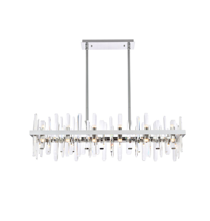 42 Inch Crystal Rectangle Chandelier In Chrome by Elegant Lighting