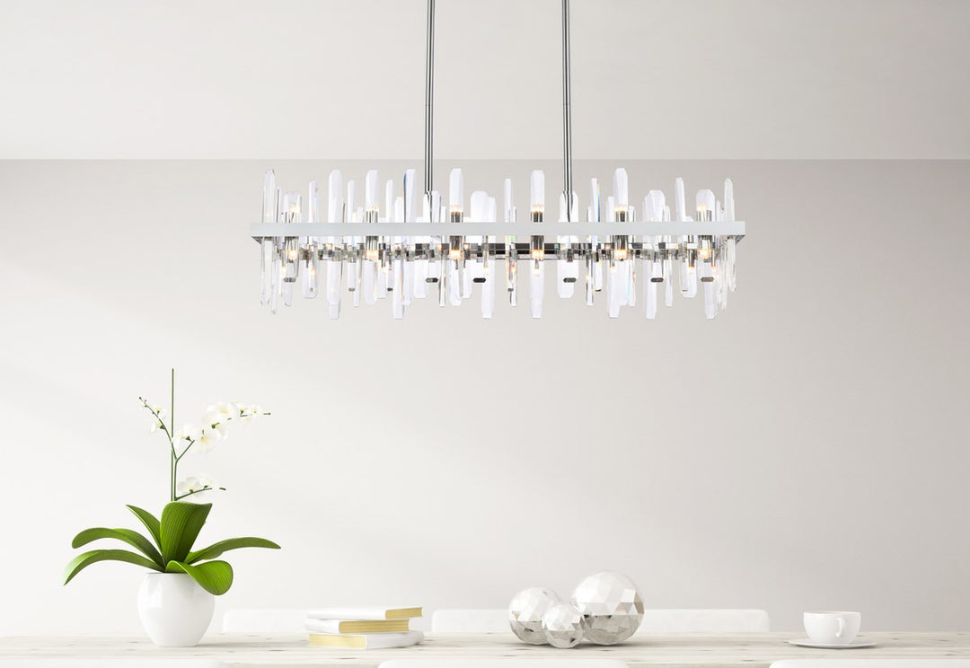 42 Inch Crystal Rectangle Chandelier In Chrome