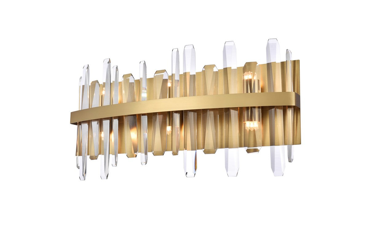 24 Inch Crystal Bath Sconce In Satin Gold