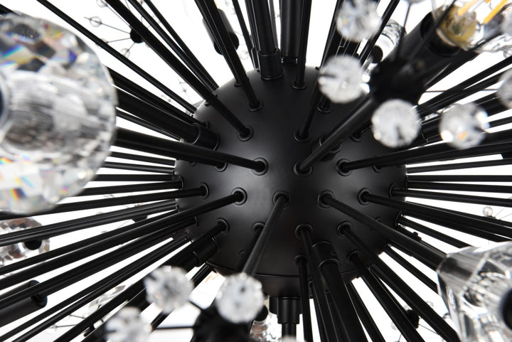 44 Inch Three Tiers Crystal Starburst Chandelier In Black