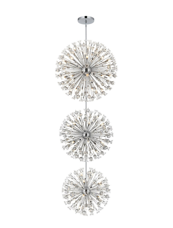 44 Inch Three Tiers Crystal Starburst Chandelier In Chrome by Elegant Lighting