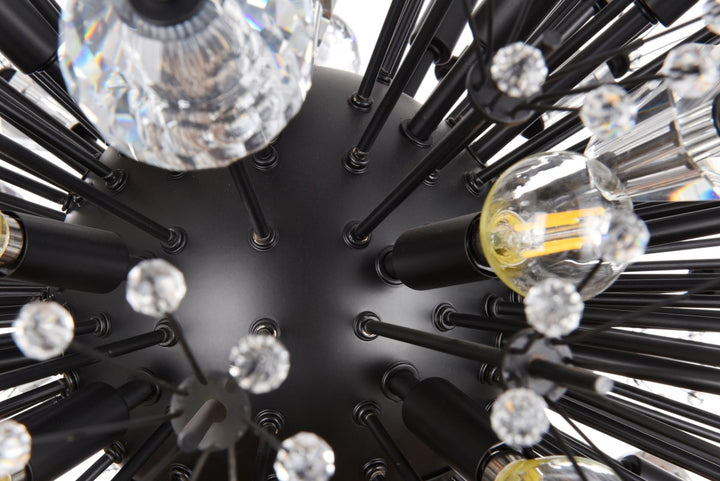 48 Inch Three Tiers Crystal Starburst Chandelier In Black