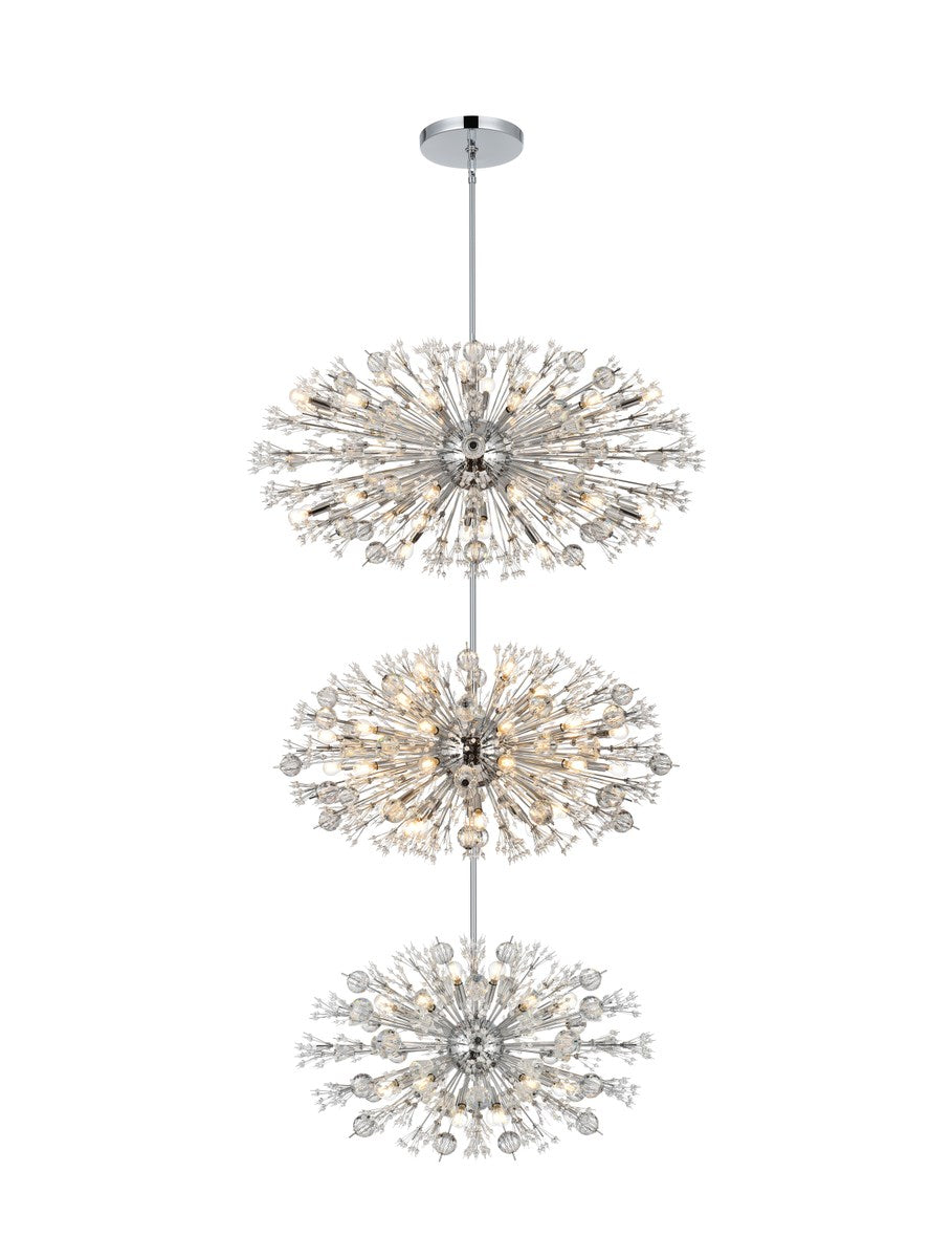 48 Inch Three Tiers Crystal Starburst Chandelier In Chrome by Elegant Lighting