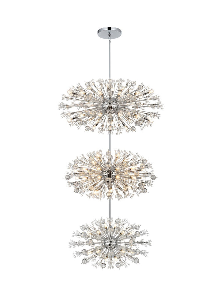 48 Inch Three Tiers Crystal Starburst Chandelier In Chrome by Elegant Lighting