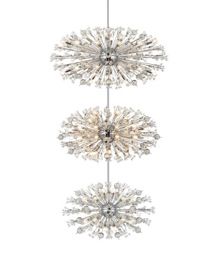 48 Inch Three Tiers Crystal Starburst Chandelier In Chrome