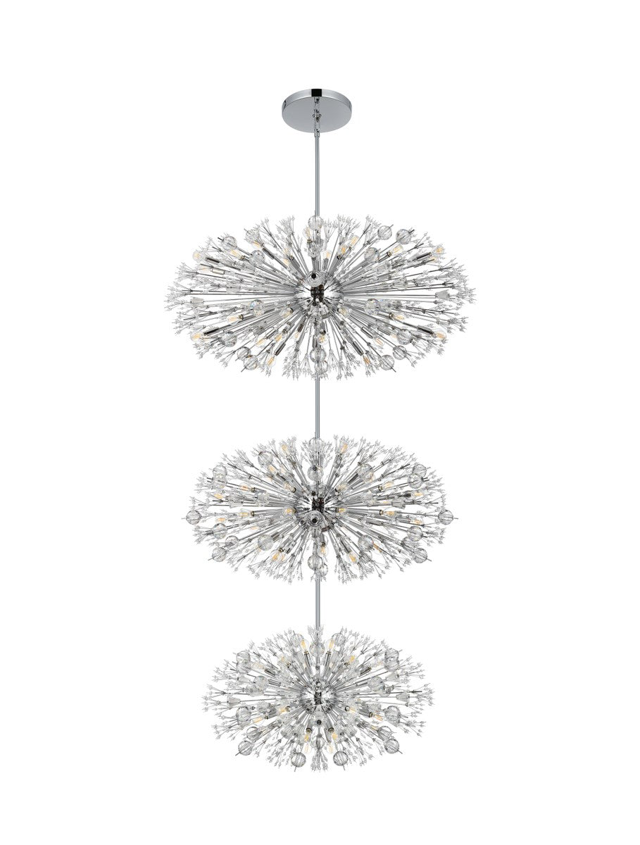 48 Inch Three Tiers Crystal Starburst Chandelier In Chrome