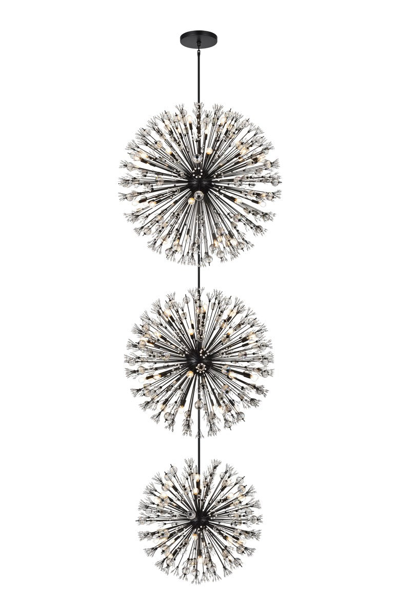 50 Inch Three Tiers Crystal Starburst Chandelier In Black by Elegant Lighting