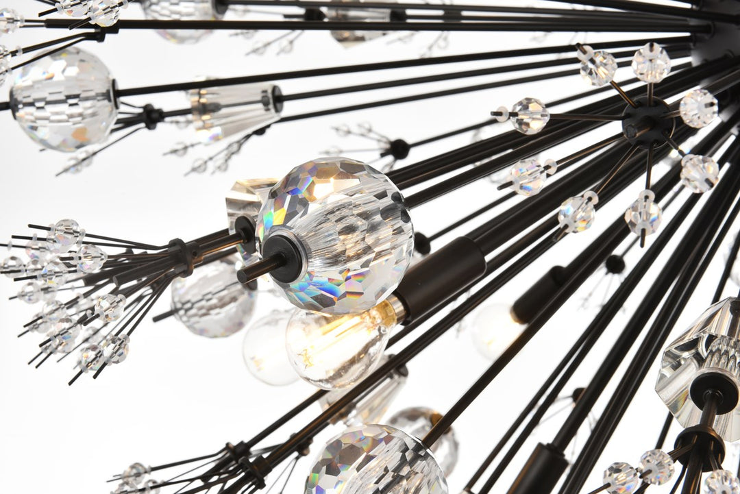 50 Inch Three Tiers Crystal Starburst Chandelier In Black