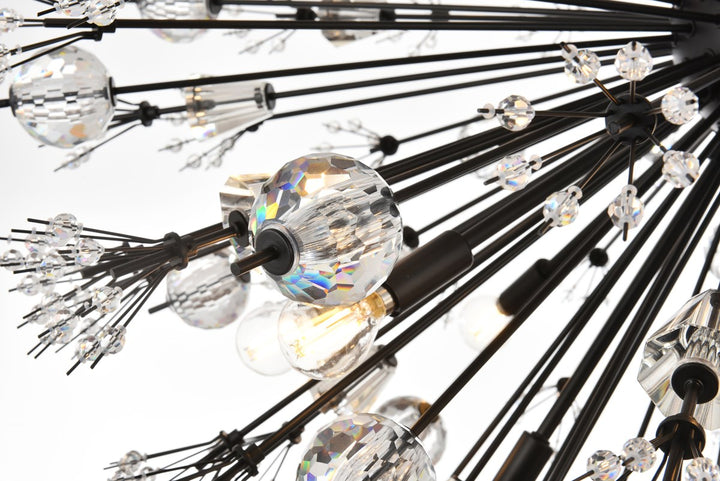 50 Inch Three Tiers Crystal Starburst Chandelier In Black