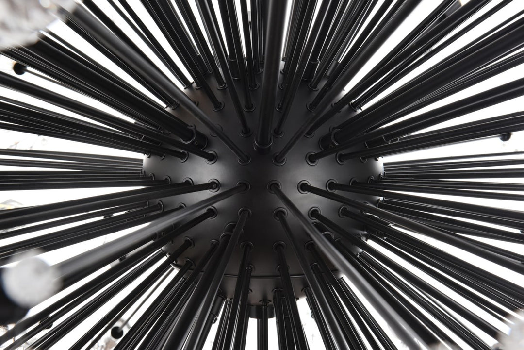 50 Inch Three Tiers Crystal Starburst Chandelier In Black