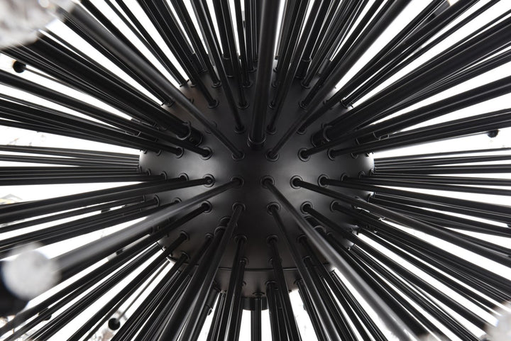 50 Inch Three Tiers Crystal Starburst Chandelier In Black