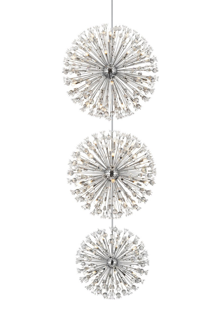 50 Inch Three Tiers Crystal Starburst Chandelier In Chrome