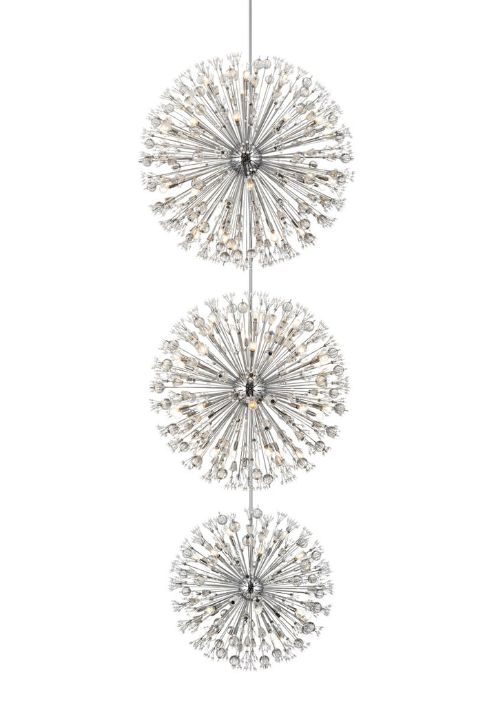 50 Inch Three Tiers Crystal Starburst Chandelier In Chrome