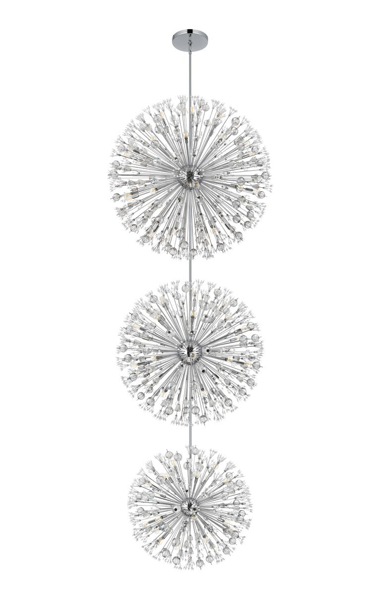 50 Inch Three Tiers Crystal Starburst Chandelier In Chrome