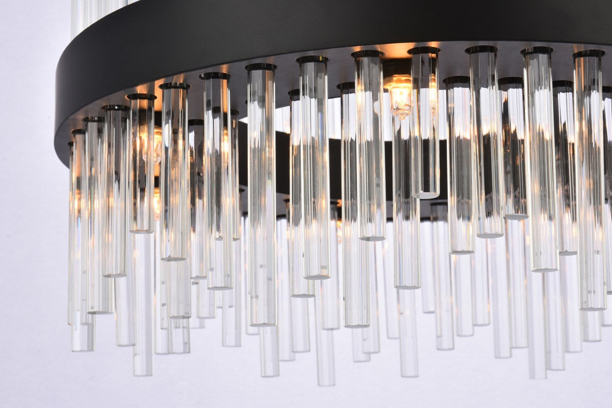 20 Inch Round Crystal Pendant In Black