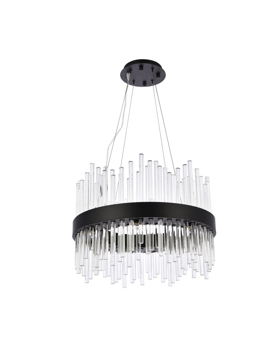 20 Inch Round Crystal Pendant In Black