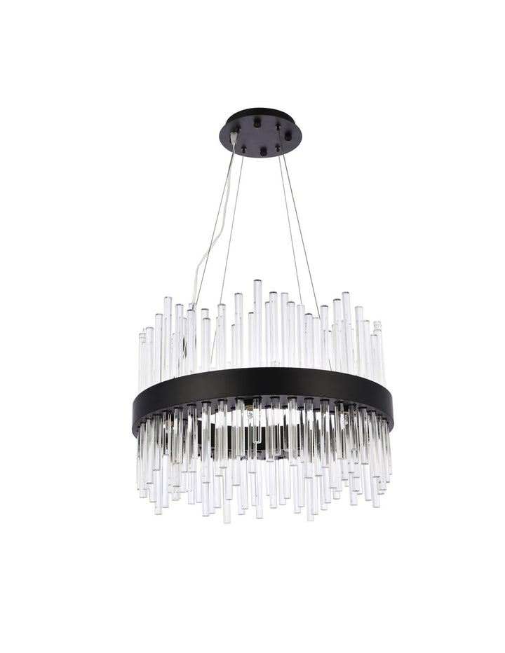 20 Inch Round Crystal Pendant In Black