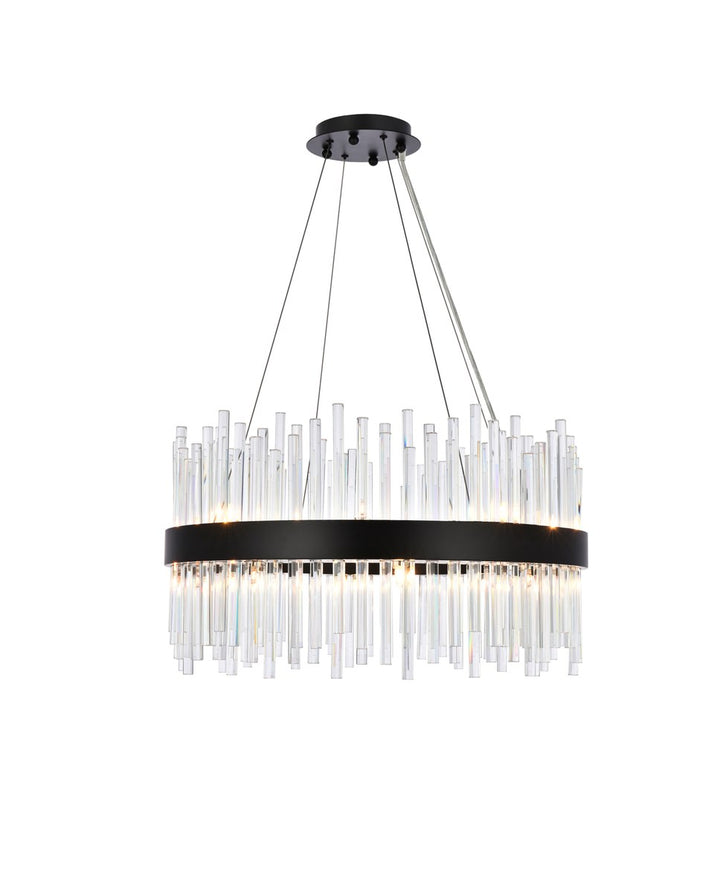 25 Inch Round Crystal Pendant In Black by Elegant Lighting