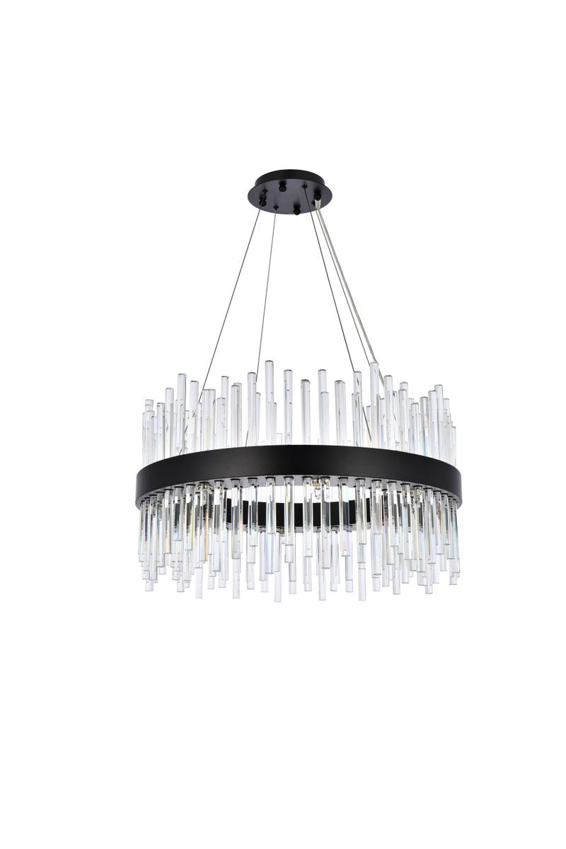 25 Inch Round Crystal Pendant In Black