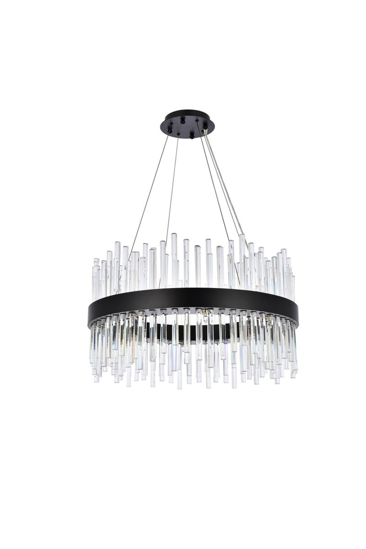 25 Inch Round Crystal Pendant In Black