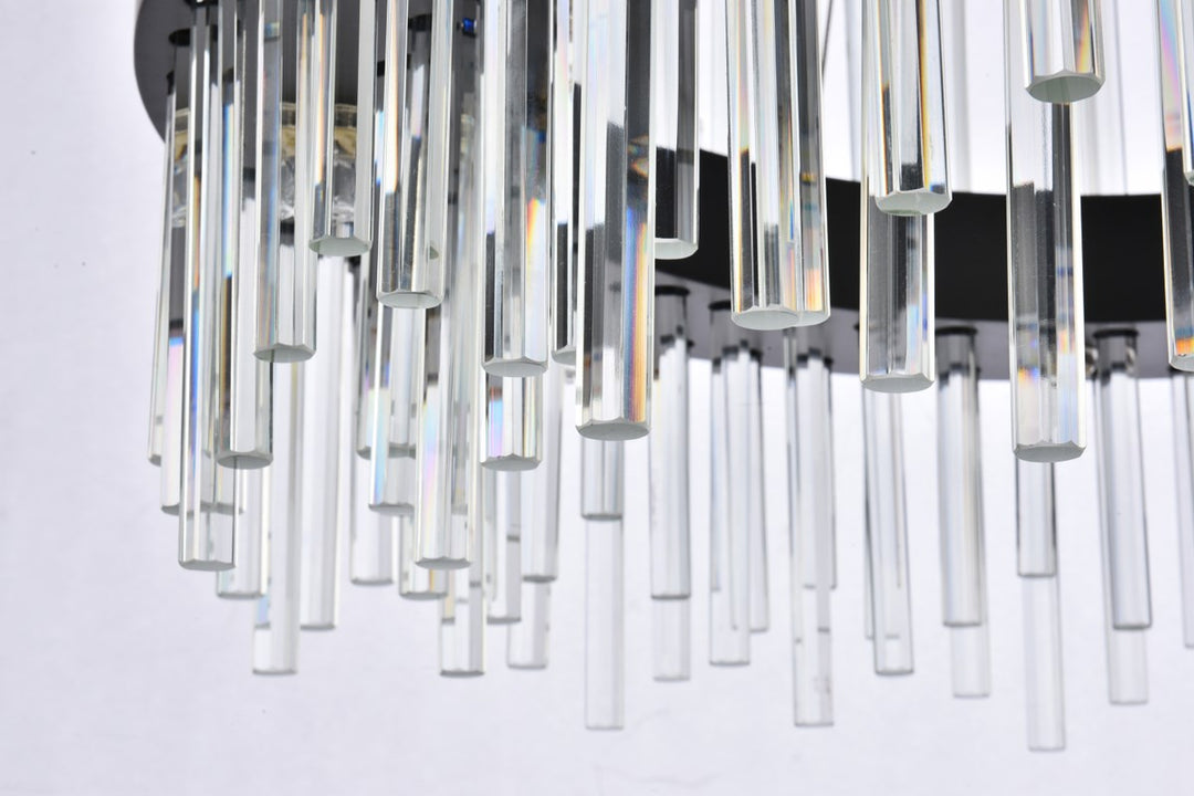 25 Inch Round Crystal Pendant In Black
