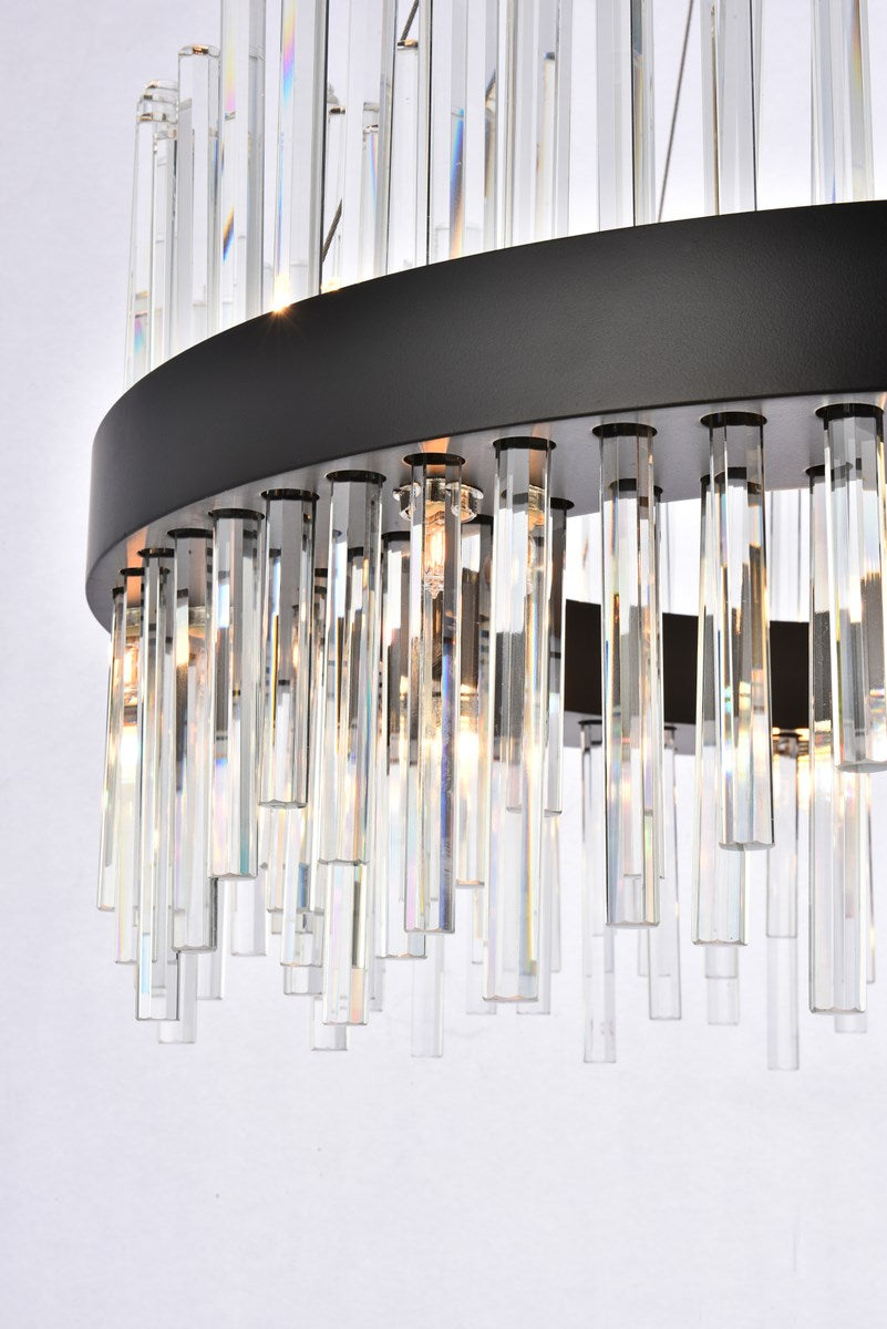 25 Inch Round Crystal Pendant In Black