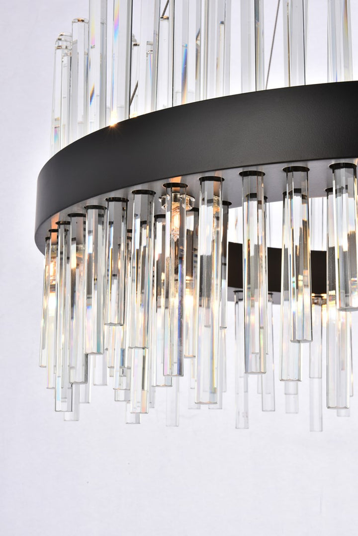 25 Inch Round Crystal Pendant In Black