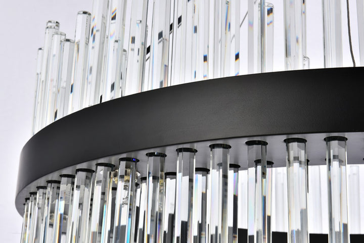 32 Inch Round Crystal Pendant In Black