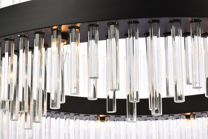 36 Inch Round Crystal Pendant In Black