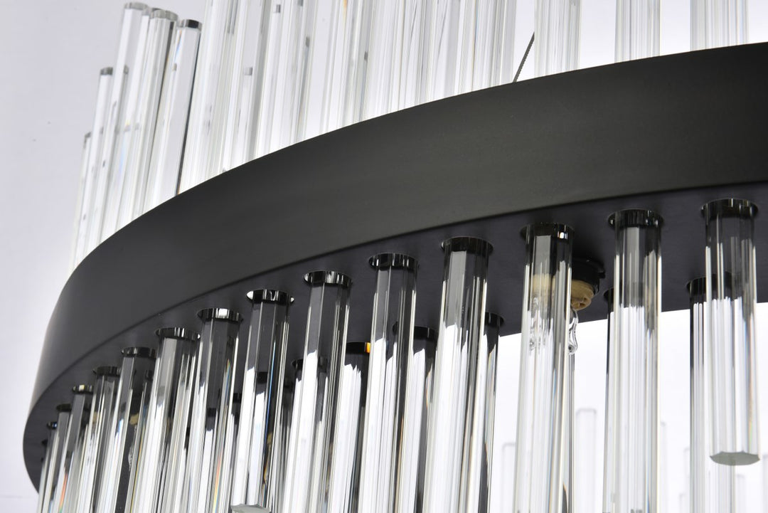36 Inch Round Crystal Pendant In Black