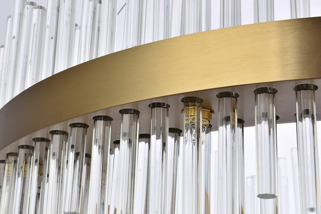 36 Inch Round Crystal Pendant In Satin Gold