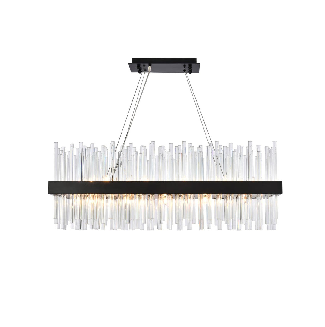 36 Inch Rectangle Crystal Pendant In Black by Elegant Lighting