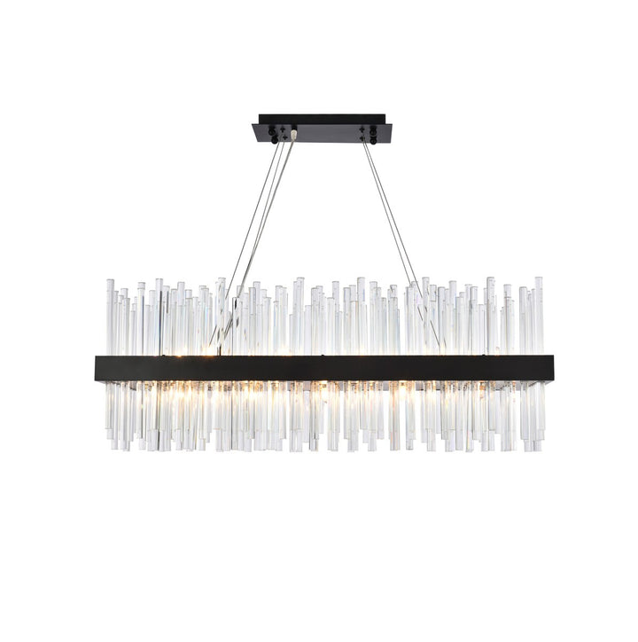 36 Inch Rectangle Crystal Pendant In Black by Elegant Lighting