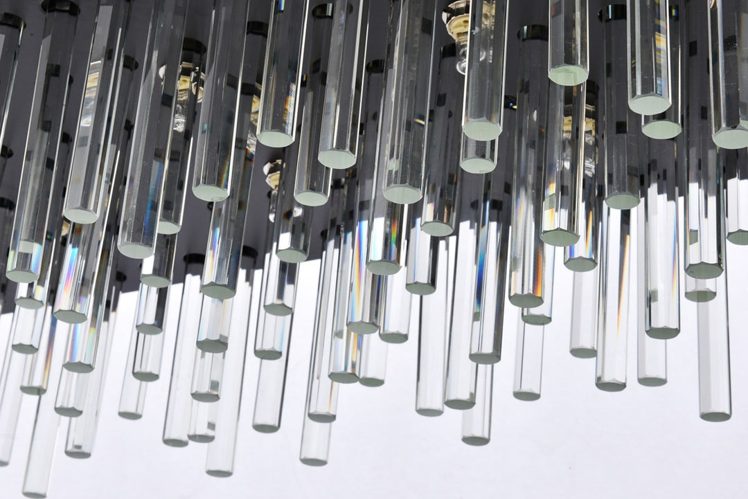 36 Inch Rectangle Crystal Pendant In Black