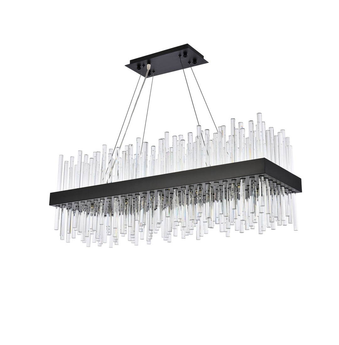 36 Inch Rectangle Crystal Pendant In Black