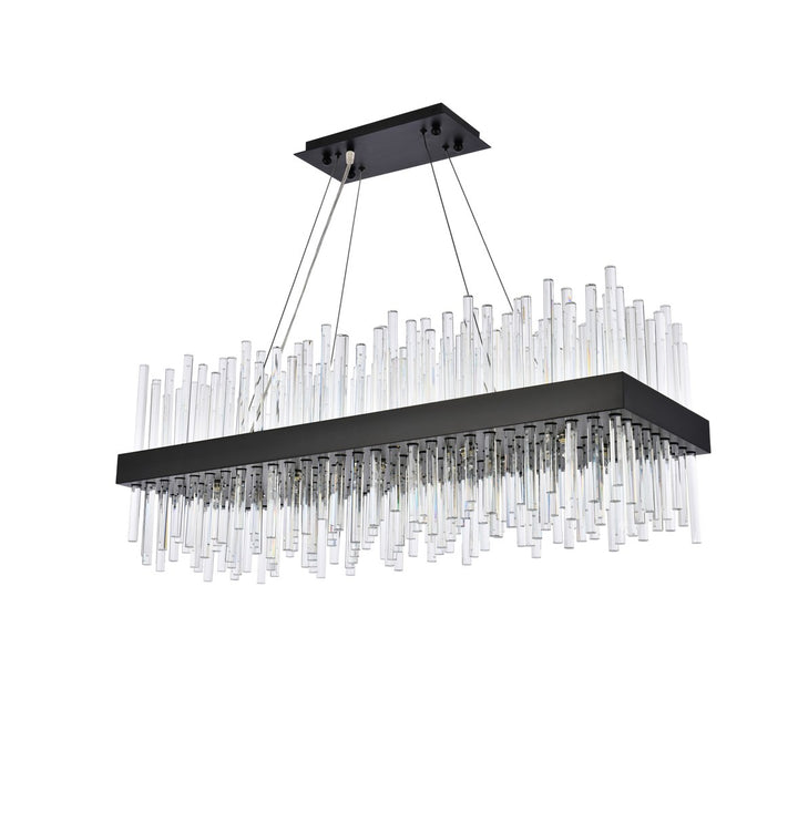 36 Inch Rectangle Crystal Pendant In Black