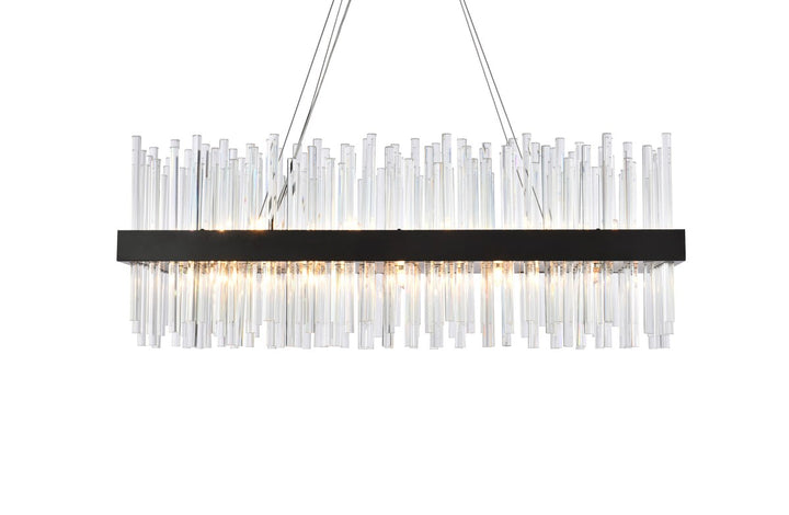 36 Inch Rectangle Crystal Pendant In Black