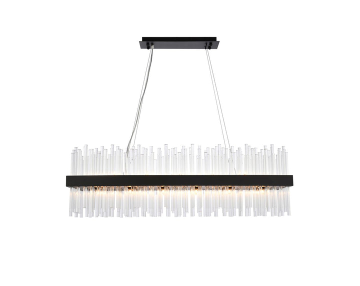 42 Inch Rectangle Crystal Pendant In Black by Elegant Lighting