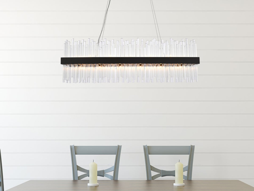 42 Inch Rectangle Crystal Pendant In Black