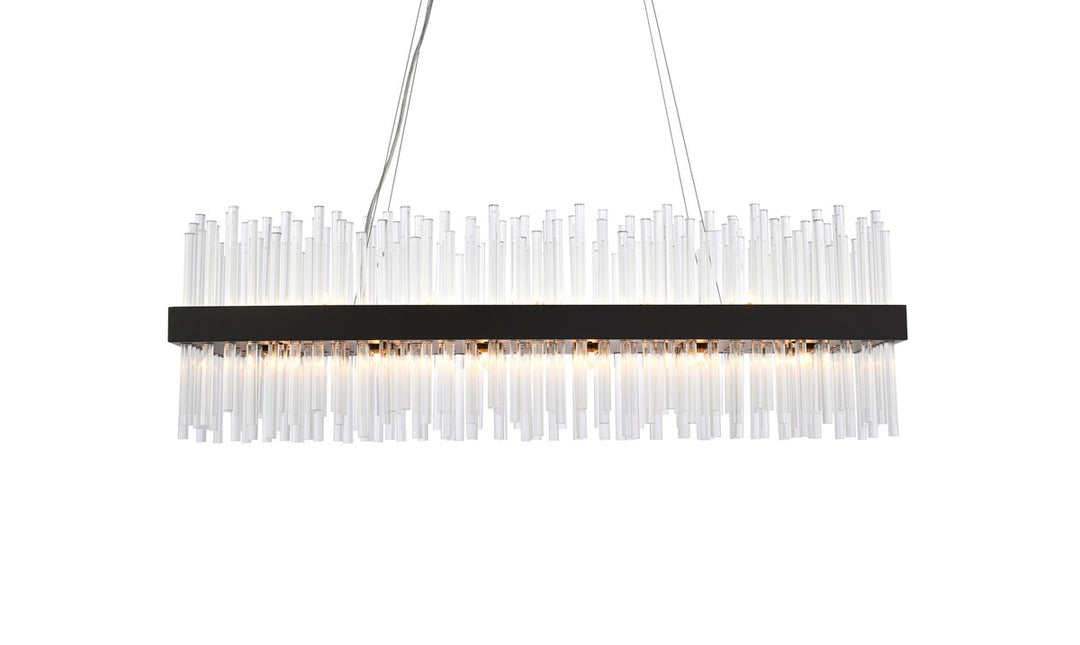 42 Inch Rectangle Crystal Pendant In Black